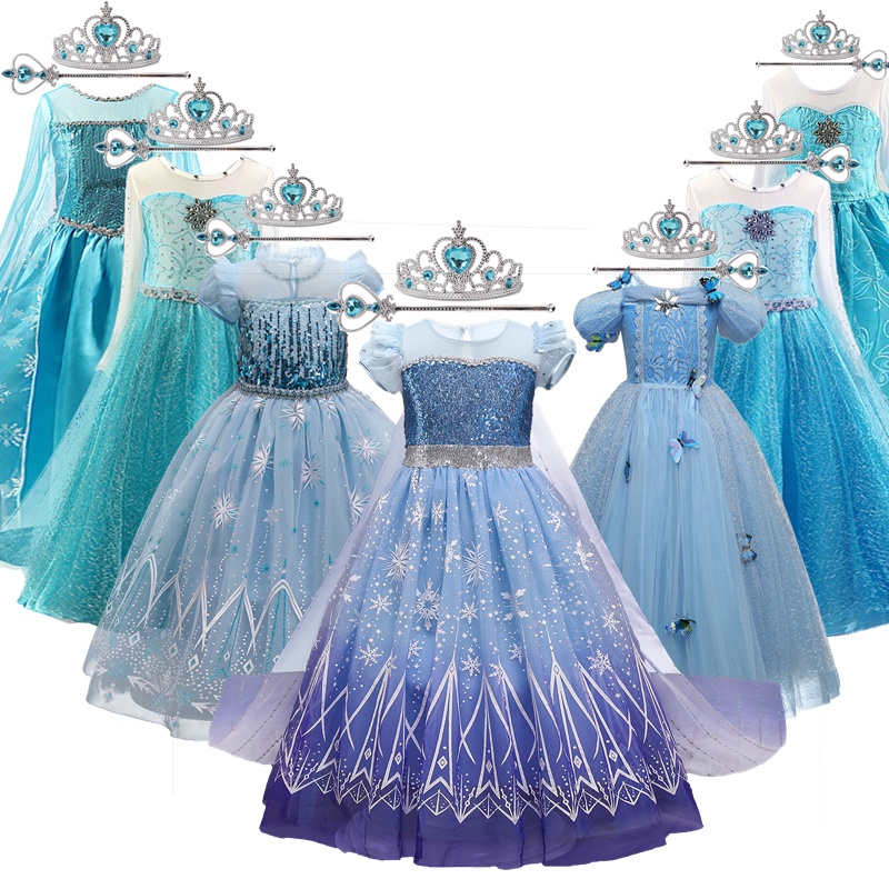 NNJXD Baby Girl Dress Princess Elsa Dress For Girls Clothing Halloween Cosplay Costume Birthday Party Dress