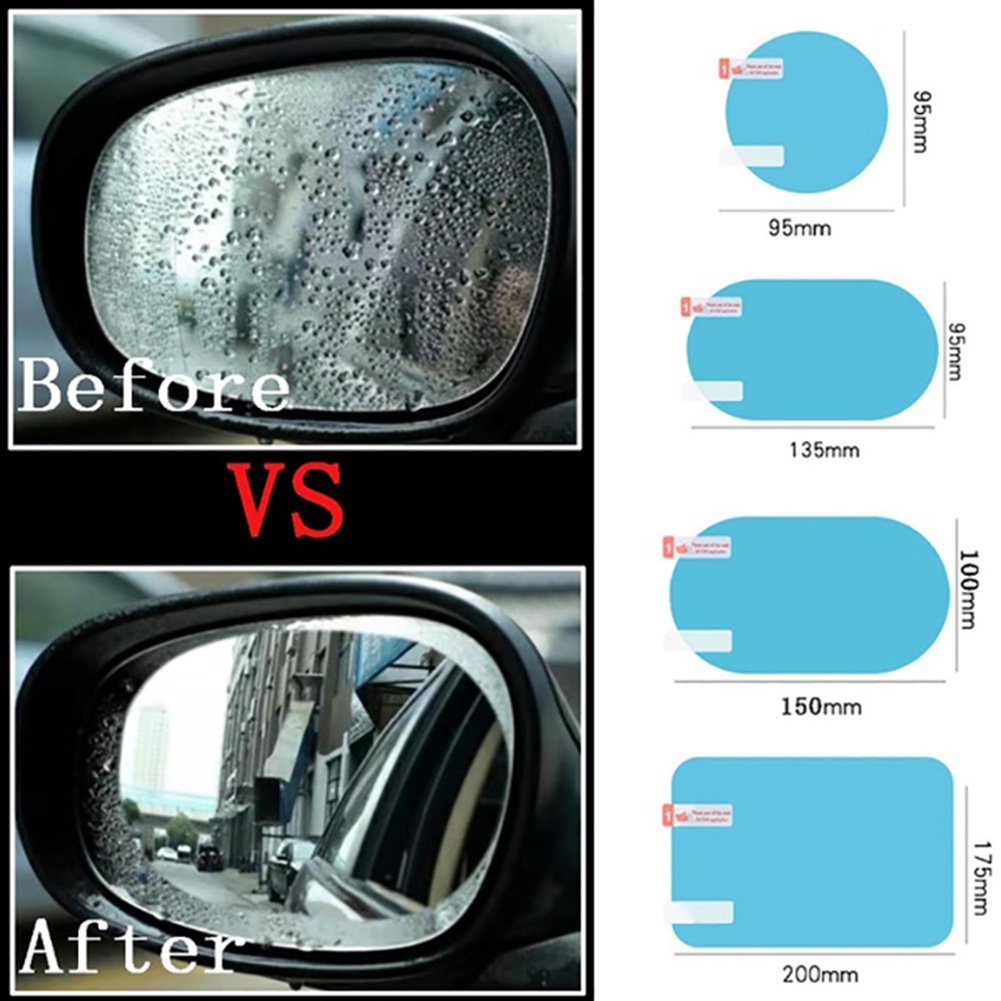 2Pcs Car Rearview Mirror Reflective Film Anti-Fog Waterproof Rainproof Rearview Mirror Protective Film