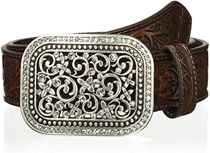 ARIAT Women&#039;s Scroll Embossed Buckle Belt