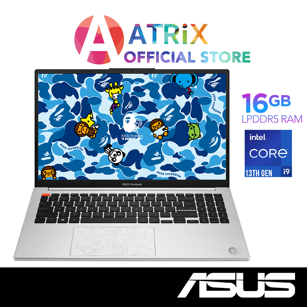 【Same Day Delivery】ASUS Vivobook S15 OLED BAPE Edition K5504VA-MA254W | 15.6&quot; OLED 2.8K | i9-13900H | 16GB/1TB | 2Y