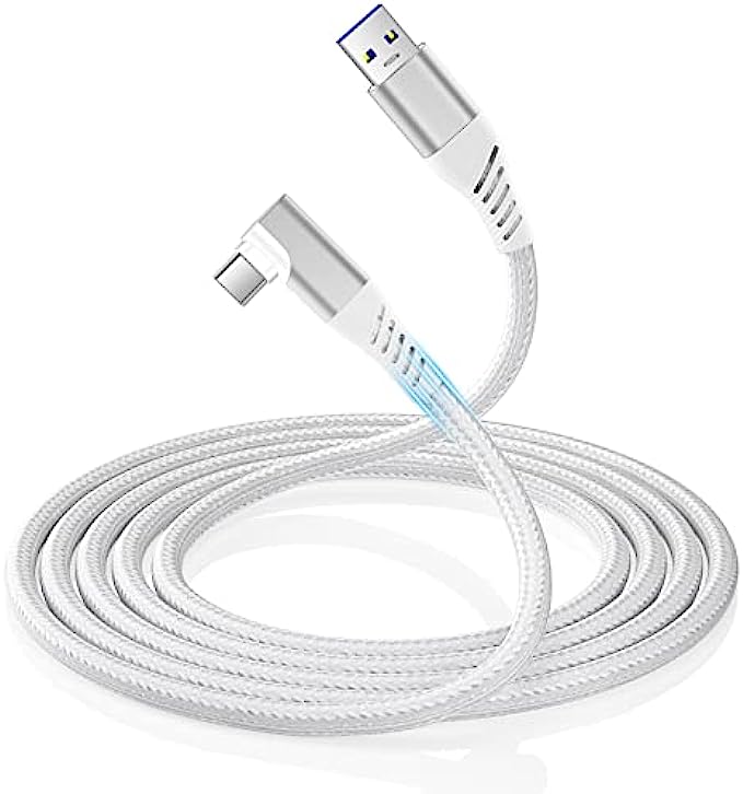 Deegotech Link Cable 16FT Compatible with Meta/Oculus Quest 2, Durable Nylon Braided USB 3.0 to USB C Cable, 5Gbps Data Transfer &amp; Fast Charging for VR Headset, Gaming PC Steam VR, White(5m)