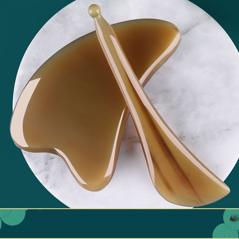 Gua sha天然牛角刮痧板面部拨筋棒全身经络通用