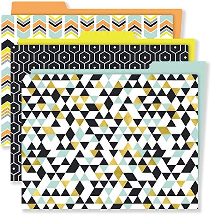 Carson Dellosa Aim High Decorative File Folders—11.75&quot; x 9.5&quot; Multi-Pattern Colored File Folders for Filing Cabinet, Office or Classroom File Organization (6-Pack)