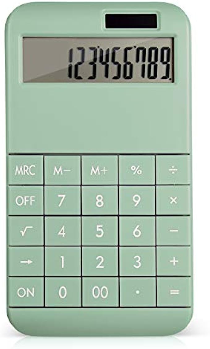 EooCoo Basic Standard Calculator 12 Digit Desktop Calculator with Large LCD Display for Office, School, Home &amp; Business Use, Modern Design - Green