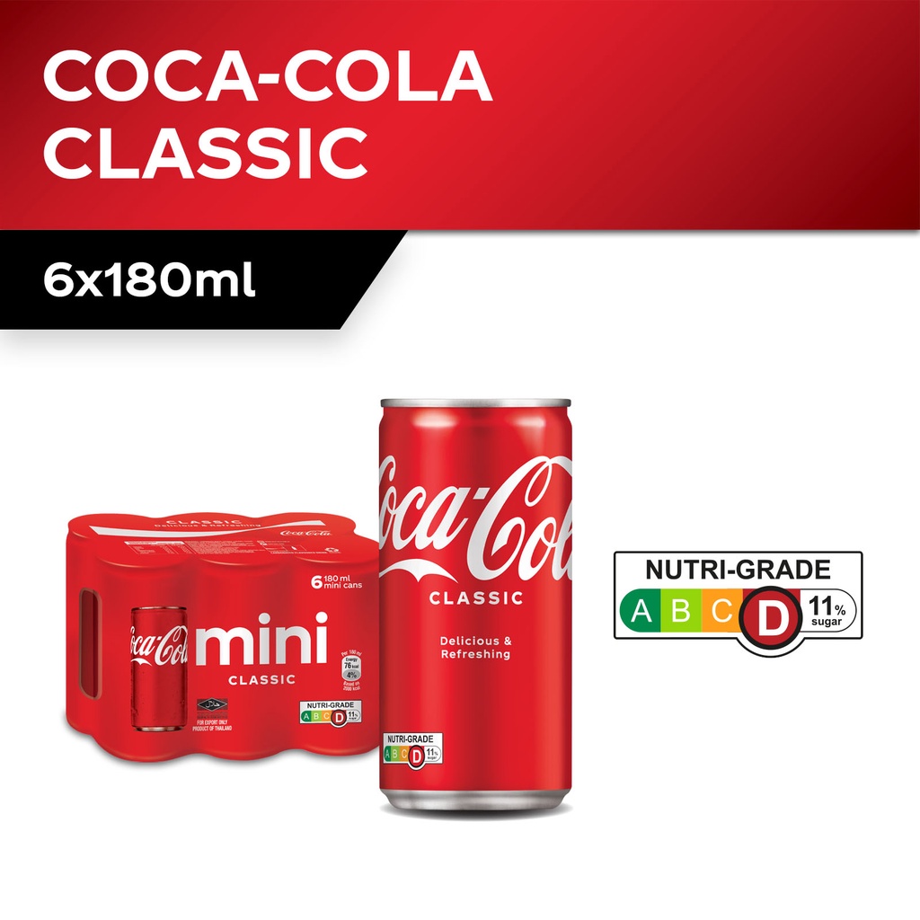 Coca-Cola Coke Classic Mini Cans (6 x 180ml) Pack