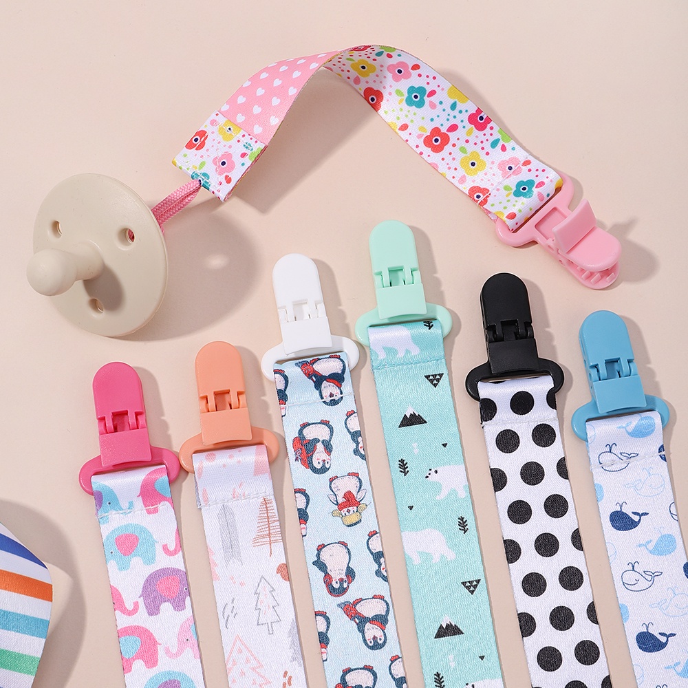 1 Pcs Fixed Button Baby Cartoon Pacifier Clips Chains Ribbon Soother Chains Anti-drop Buckle Strap for Pacifier Baby Feeding Gift